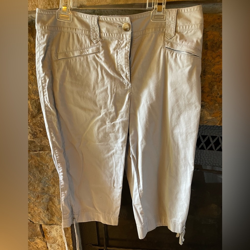 Ann Taylor Women's Size 14 Light Blue Cropped Chino Pants Tie Hem